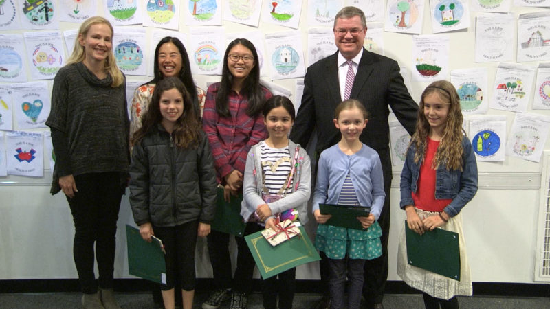 With the Rye Mayor and winners of the design contest. 