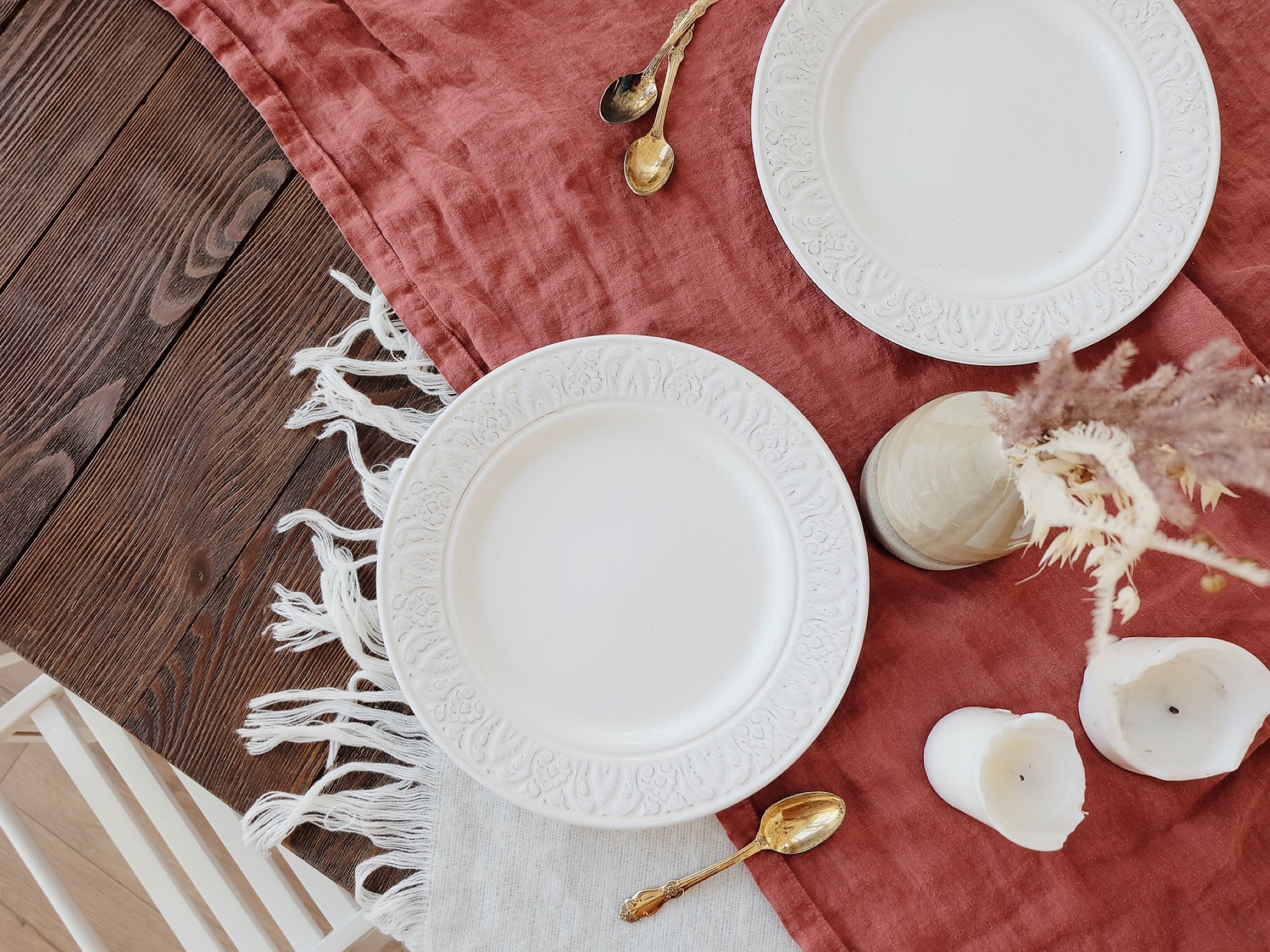 Eco-friendly party decorations: Try pretty vintage linens to decorate your event.